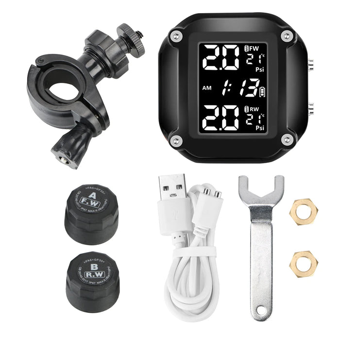 Draadloos TPMS voor Motor – LCD Display met 2 Sensoren
