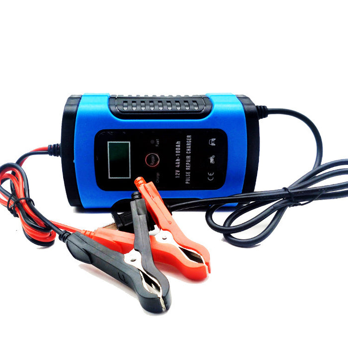 12V 6A Acculader voor Motor & Auto – Slimme Draagbare Acculader met LCD Display