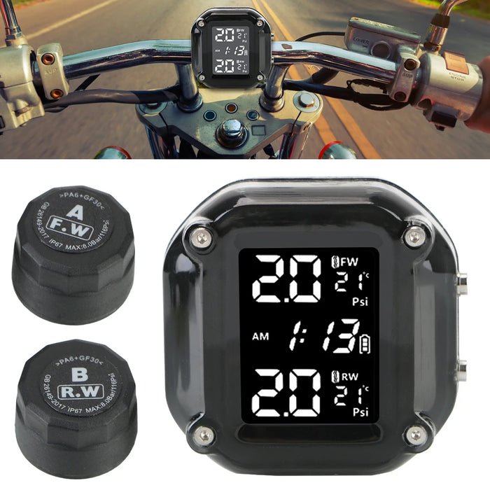 Draadloos TPMS voor Motor – LCD Display met 2 Sensoren