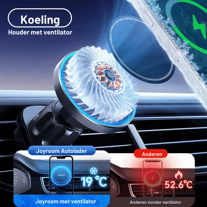 15W Magnetische Auto-oplader Met Koeling | Telefoonhouder