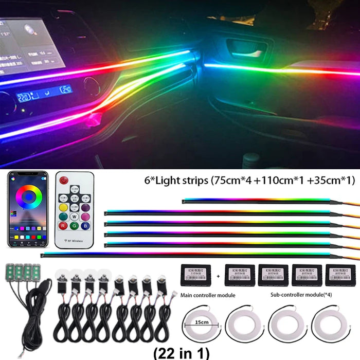 Multicolor LED Strip Kit voor Auto Interieur –  Dashboard & Interieur Verlichting - 12V