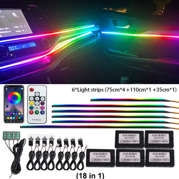 Multicolor LED Strip Kit voor Auto Interieur –  Dashboard & Interieur Verlichting - 12V