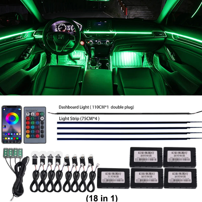 Multicolor LED Strip Kit voor Auto Interieur –  Dashboard & Interieur Verlichting - 12V