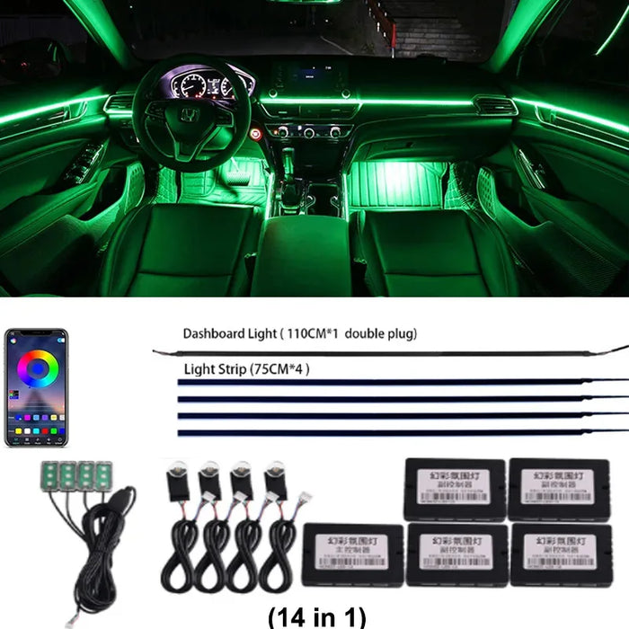 Multicolor LED Strip Kit voor Auto Interieur –  Dashboard & Interieur Verlichting - 12V