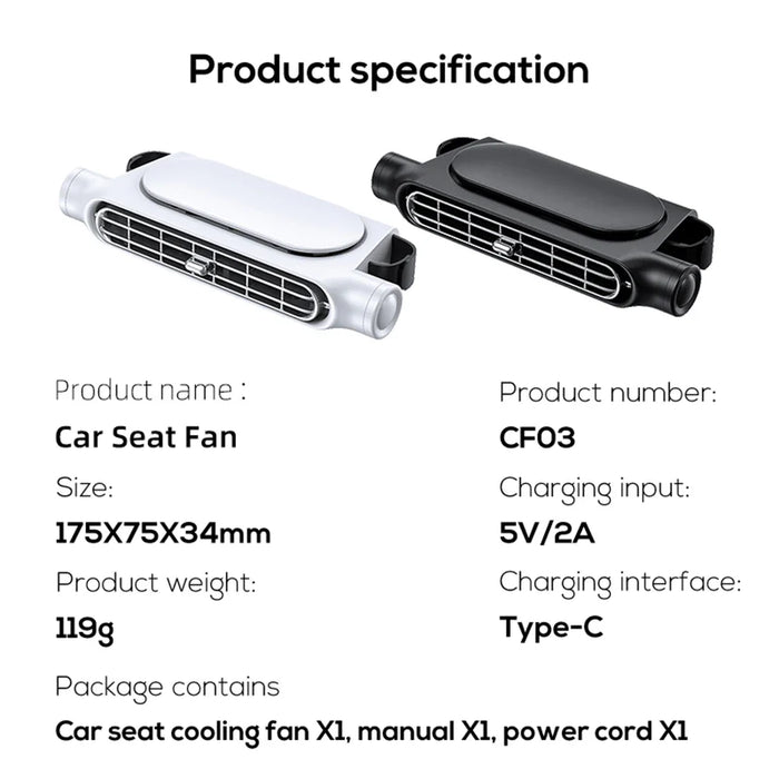 USB Auto Hoofdsteun Ventilator – 3 Snelheden
