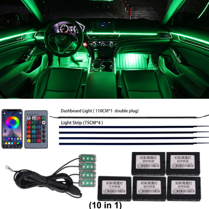 Multicolor LED Strip Kit voor Auto Interieur –  Dashboard & Interieur Verlichting - 12V