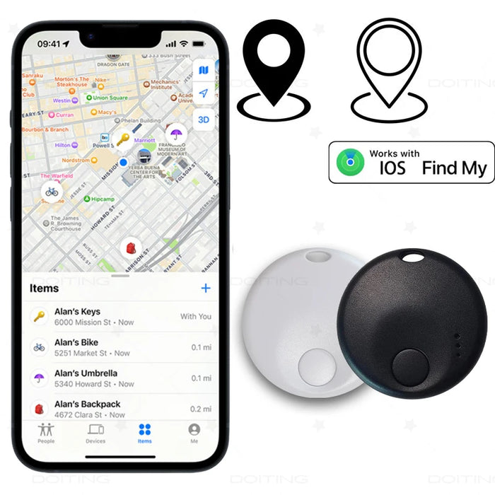 Mini Smart Bluetooth Tracker – Sleutel- & Bagagezoeker met Apple Find My (iOS Only)