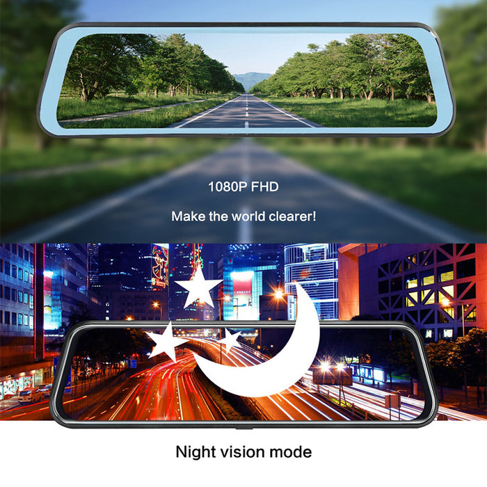 Dual Dashcam in Achteruitkijkspiegel – Voor- & Achtercamera met Full HD Opname