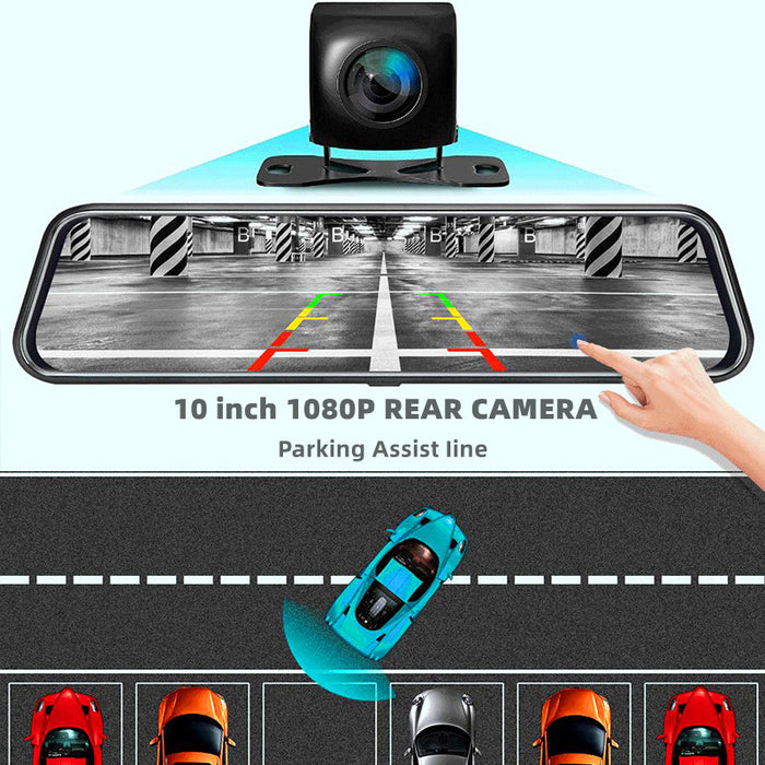 Dual Dashcam in Achteruitkijkspiegel – Voor- & Achtercamera met Full HD Opname